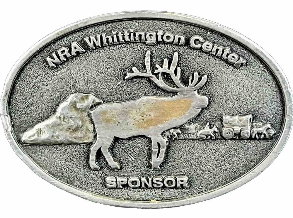 Bull Elk NRA WITTINGTON CENTER SPONSOR BELT BUCKLE Estate Western Cowboy Vintage